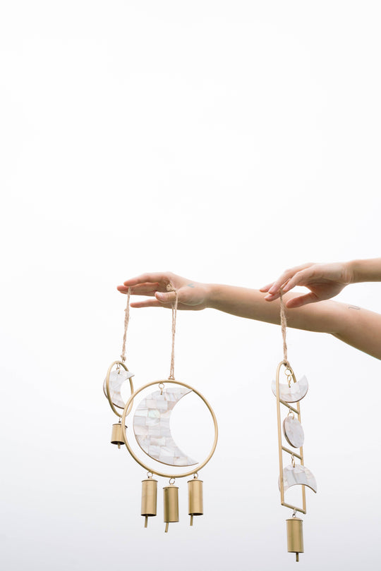 Chayana Large Moon Mother of Pearl Wind Chime - Handmade