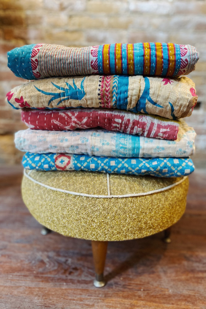 Kantha Quilt Made From Recycled Saris