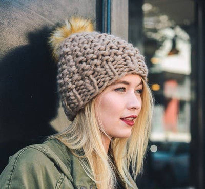 Leto Accessories Oversized Chunky Pom Beanie - Simple Good