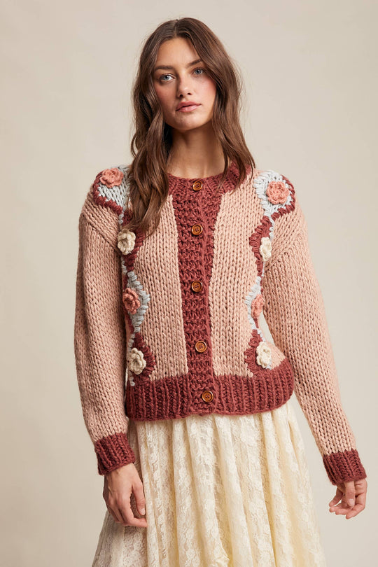Fall Crochet Floral Cardigan