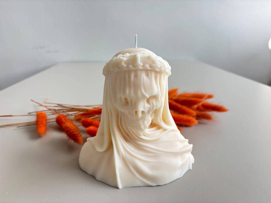 Large Skull in Veil Candle
