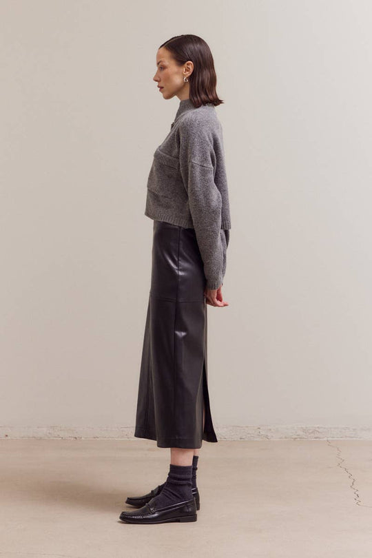 High Collar Cardigan with Front Pockets