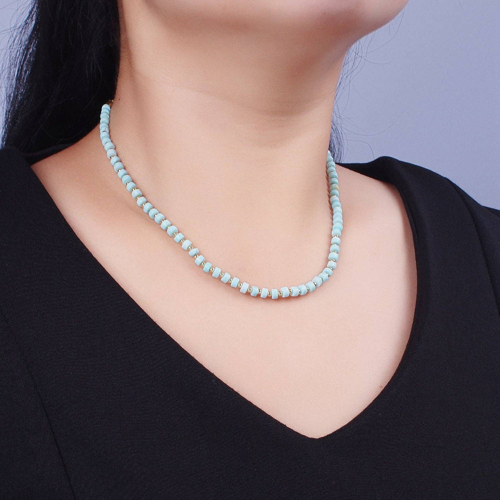 Turquoise Rondelle Heishi Beaded Necklace