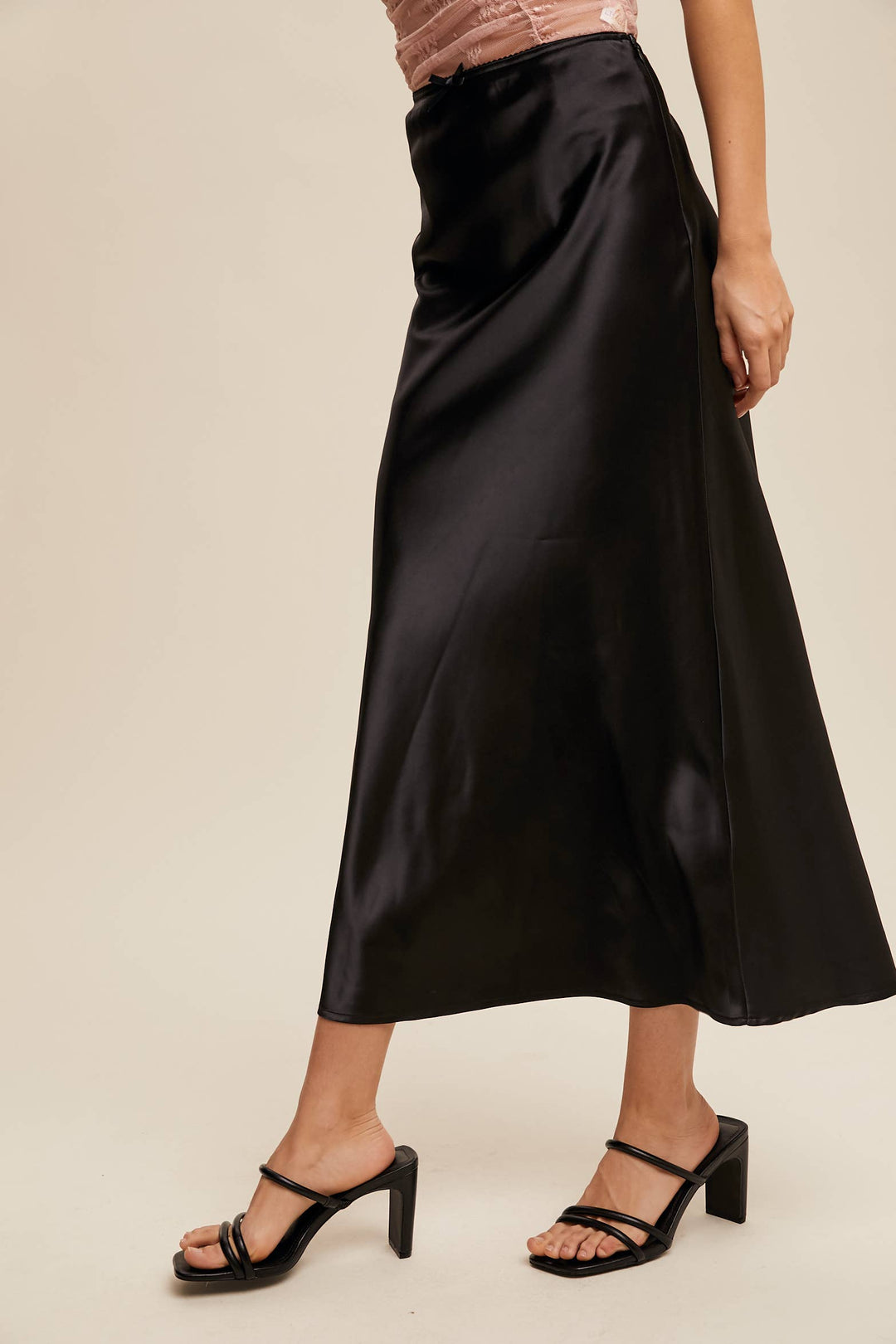 Satin Midi Slip Skirt