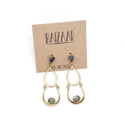 Baizaar Brass Labradorite Droplet Earring - Simple Good