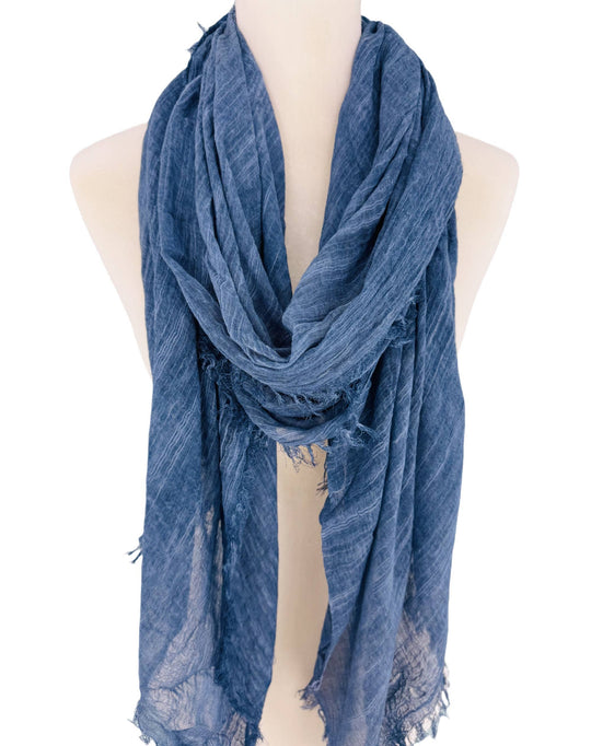 Stonewashed Solid Color Frayed Oversized Scarf