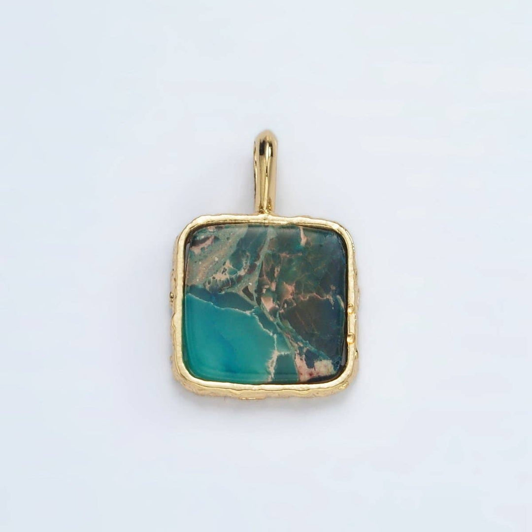 24K Gold Filled Square Natural Gemstone Necklace