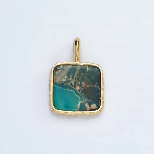 24K Gold Filled Square Natural Gemstone Necklace
