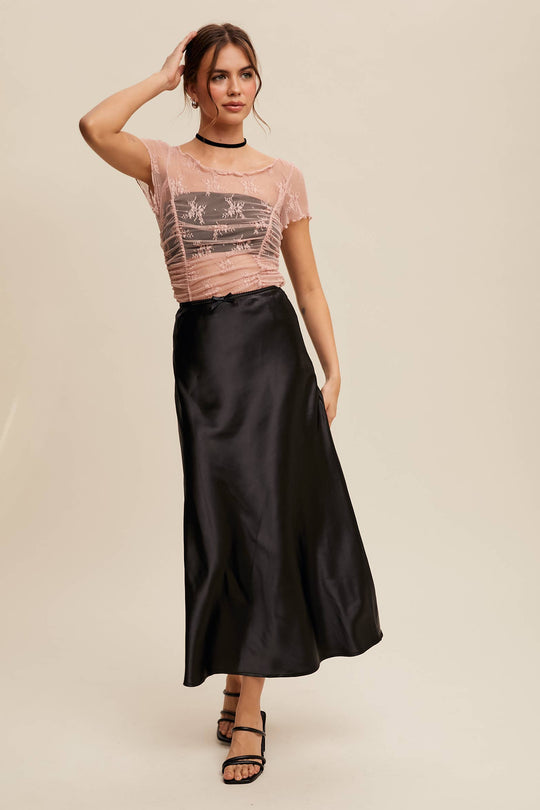 Satin Midi Slip Skirt