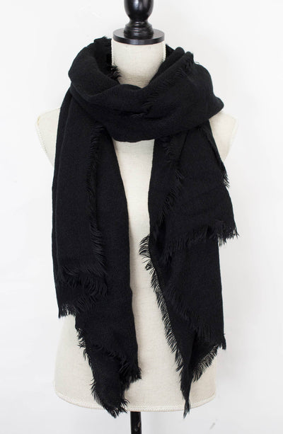 Solid Cashmere Blend Woven Blanket Scarf