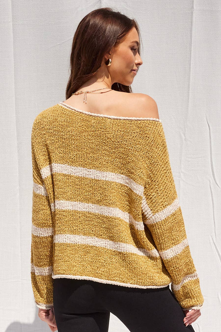 Striped Lightweight Round Neck Sweater