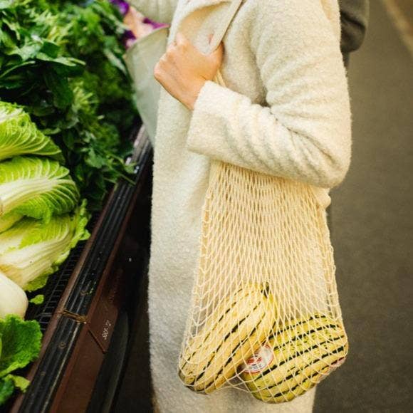 Bamboo Switch Organic Cotton Net Bag With Long Handle - Simple Good