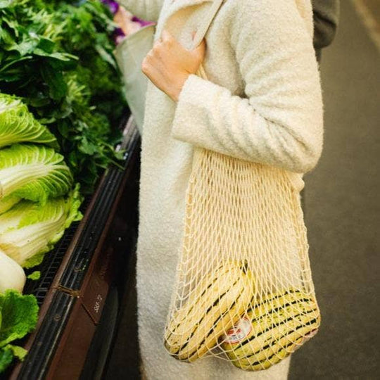 Bamboo Switch Organic Cotton Net Bag With Long Handle - Simple Good