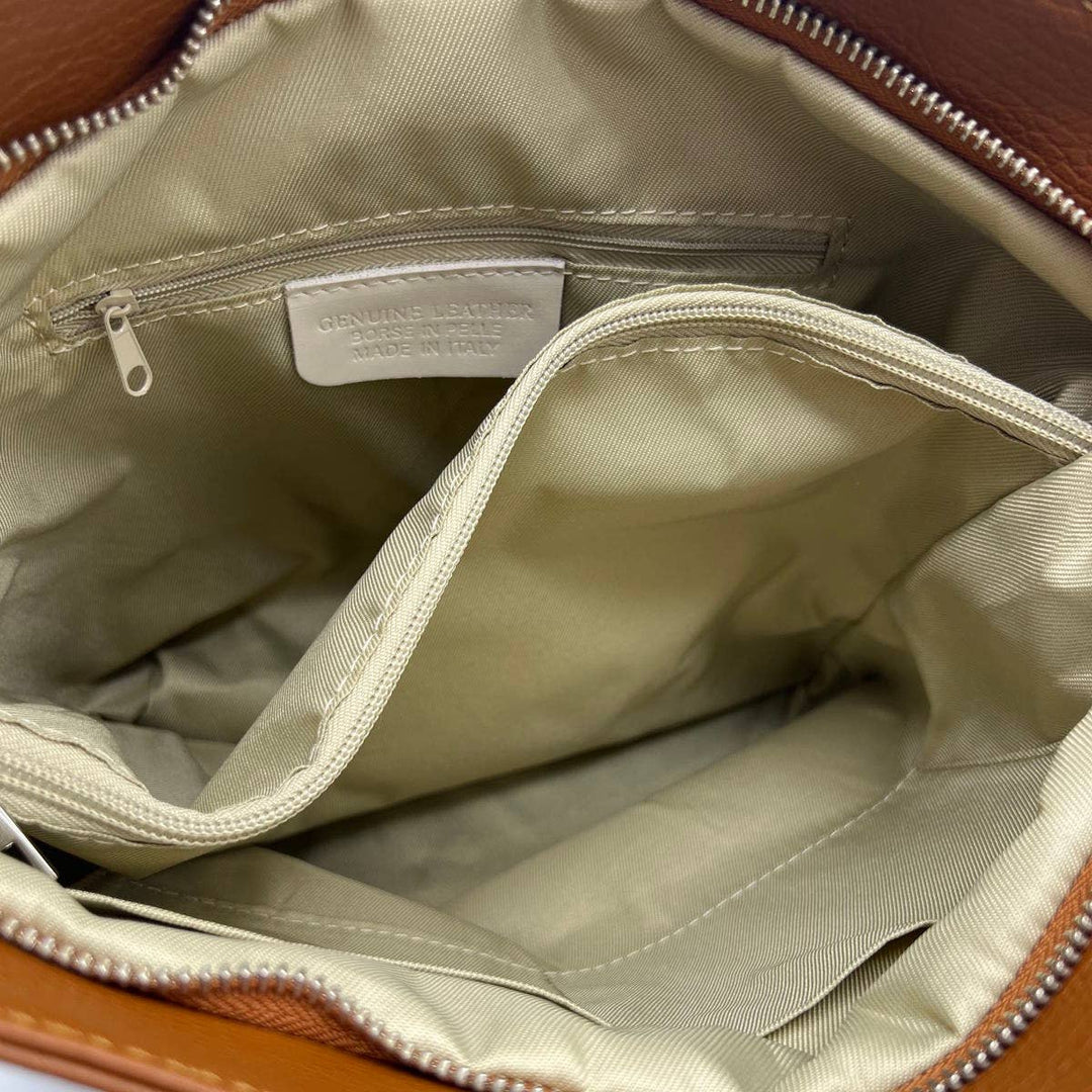 Leather Hobo Bag with White Trim