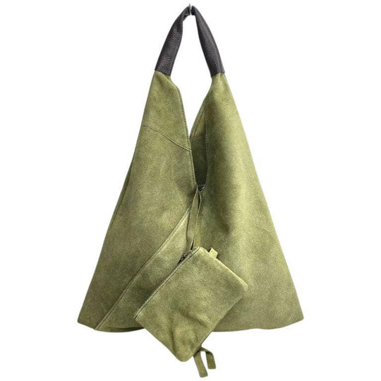 Suede Leather Shoulder Bag with Coin Purse