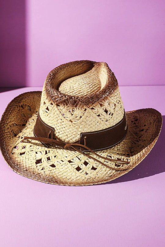 Vintage Western Hat With Embroidery Stone Band