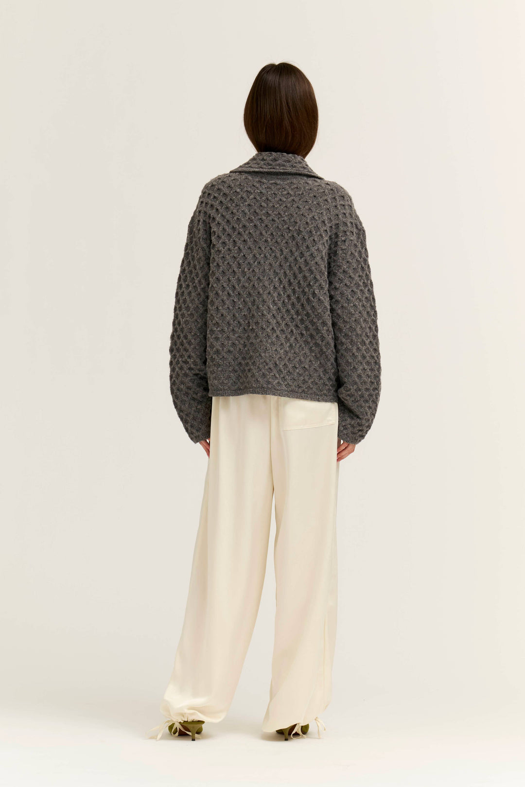 Textured Knit Sailor Collar Cardigan