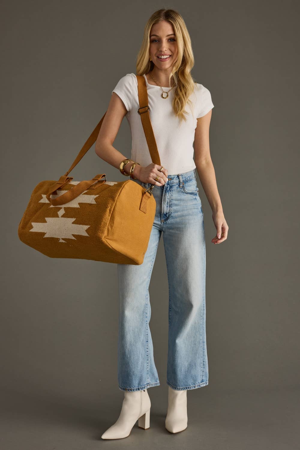 Camel & Cream Aztec Duffel