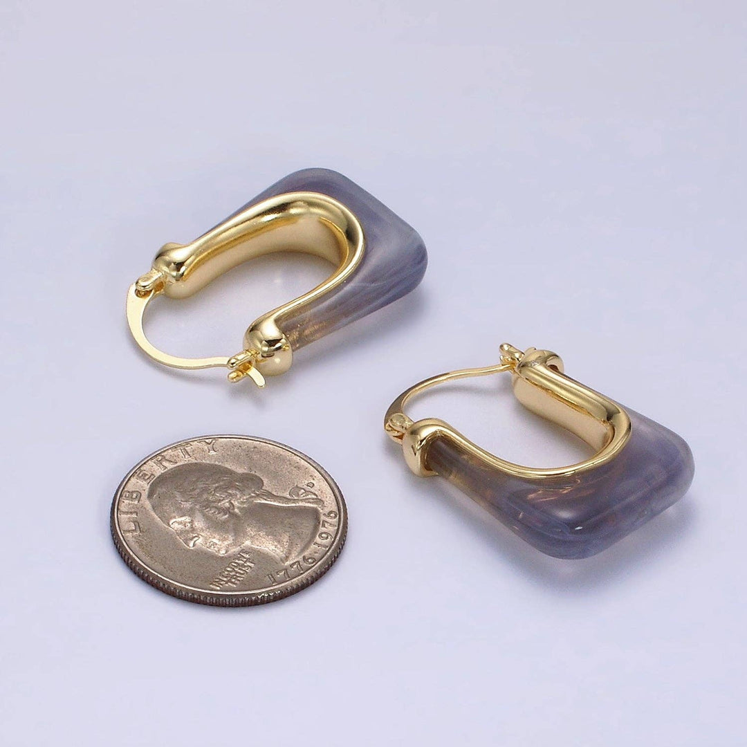 14K Gold Filled Clear U-Shaped Rectangular Acrylic Earrings