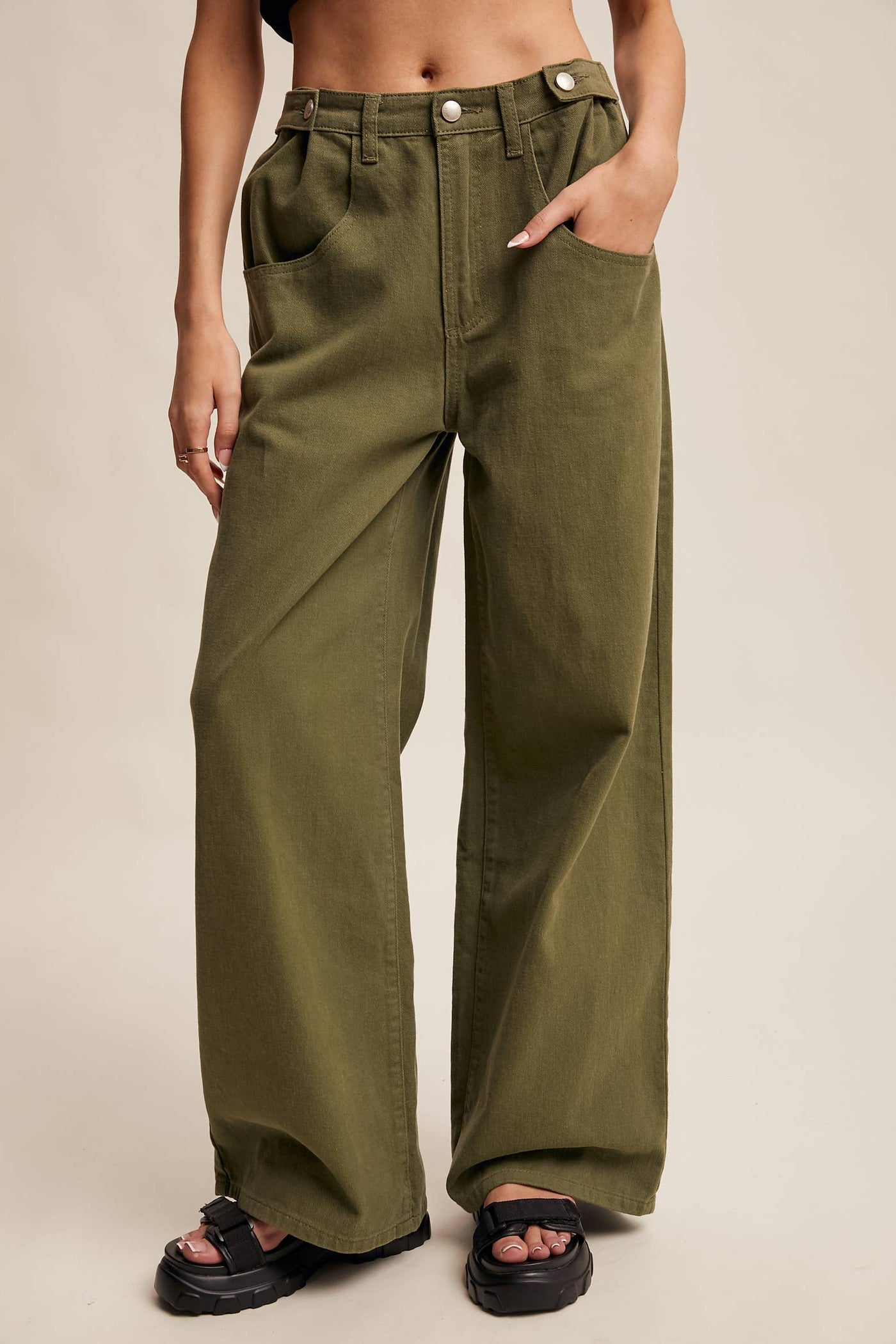 Wide-Leg Colored Denim Pants