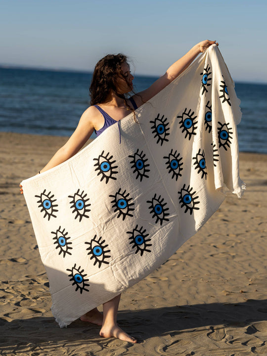 Evil Eye Plush Turkish Towel