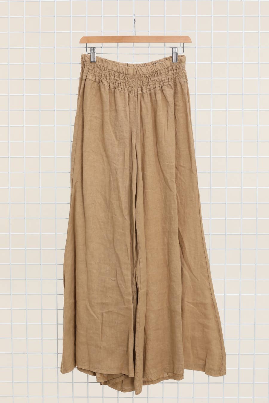 Flared Linen Pants w/ Wide Waistband