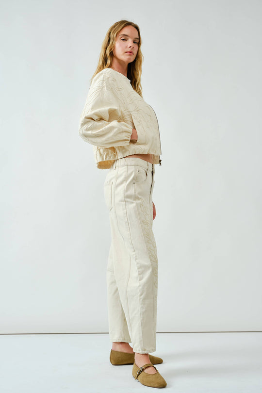 Embroidered Bomber Cotton Jacket