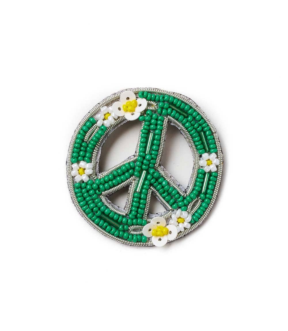 Handmade Bala Mani Beaded Peace Brooch Pin