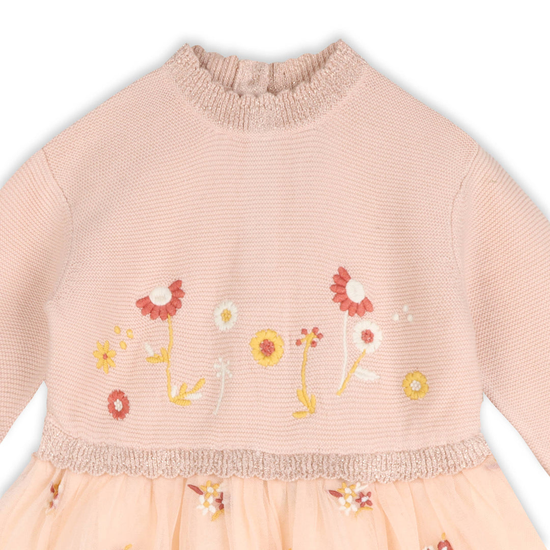 Floral Embroidery Knit Baby Tutu Dress