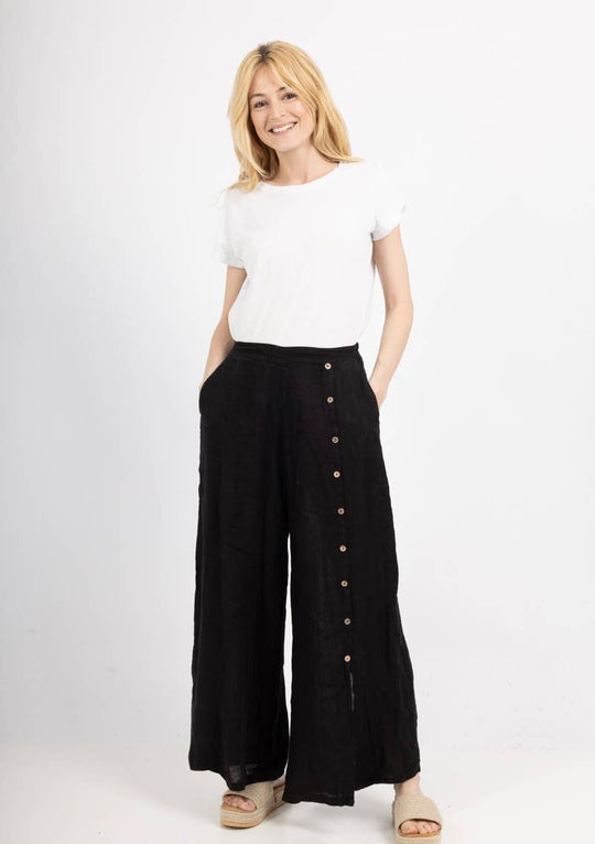 Straight buttoned Linen trousers