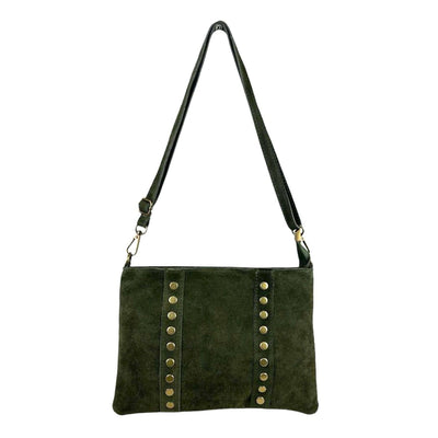 Suede Leather Shoulder Bag with Studs