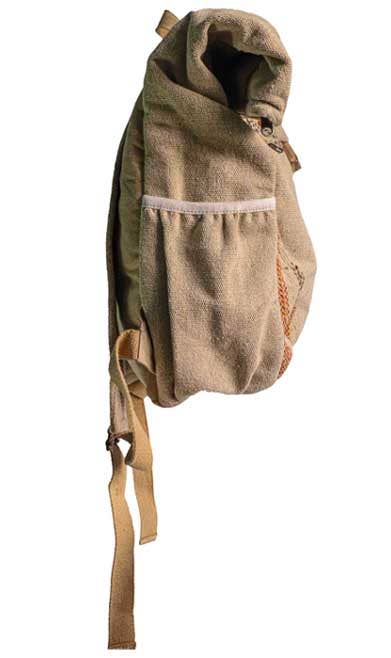 Brown Hemp Rucksack Bag with Fold on Top