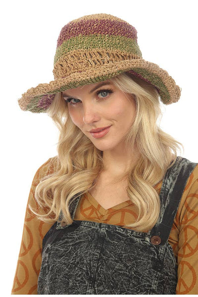 Striped Hemp Hat w/ Wire Brim