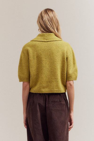 Three Quarter Sleeve Sweater with Large Collar