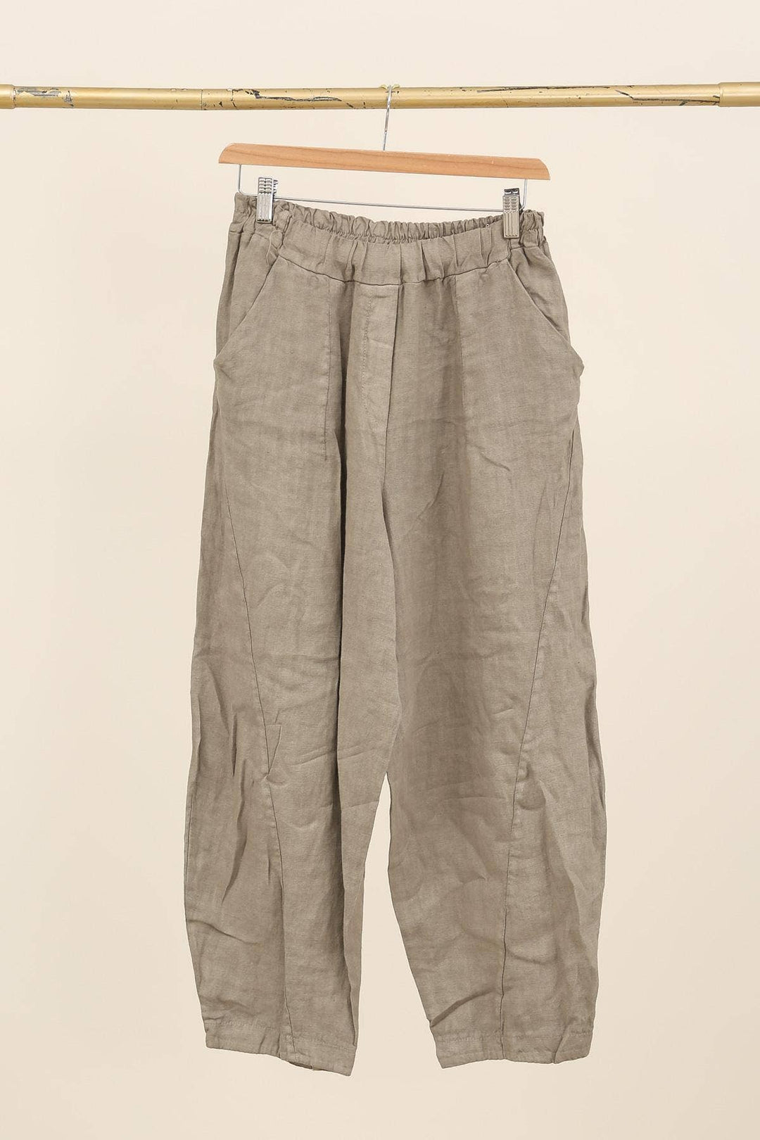 Barrel Fit Linen Ankle Pants