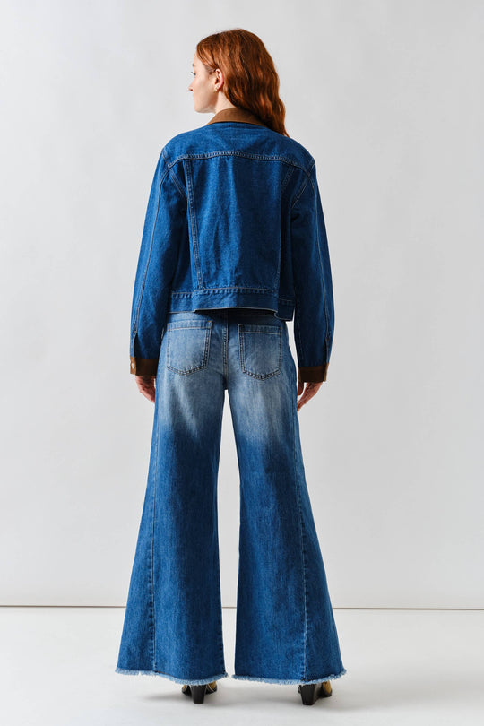 Super Flare Jeans With Frayed Bottom