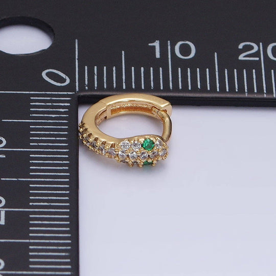 Green-Eyed CZ Snake Huggie Earrings