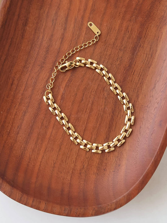 Forte 18K Gold Plated Non-Tarnish Flat Chain Bracelet