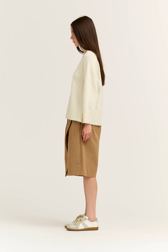 Wide Rib Knit Trim Sweater