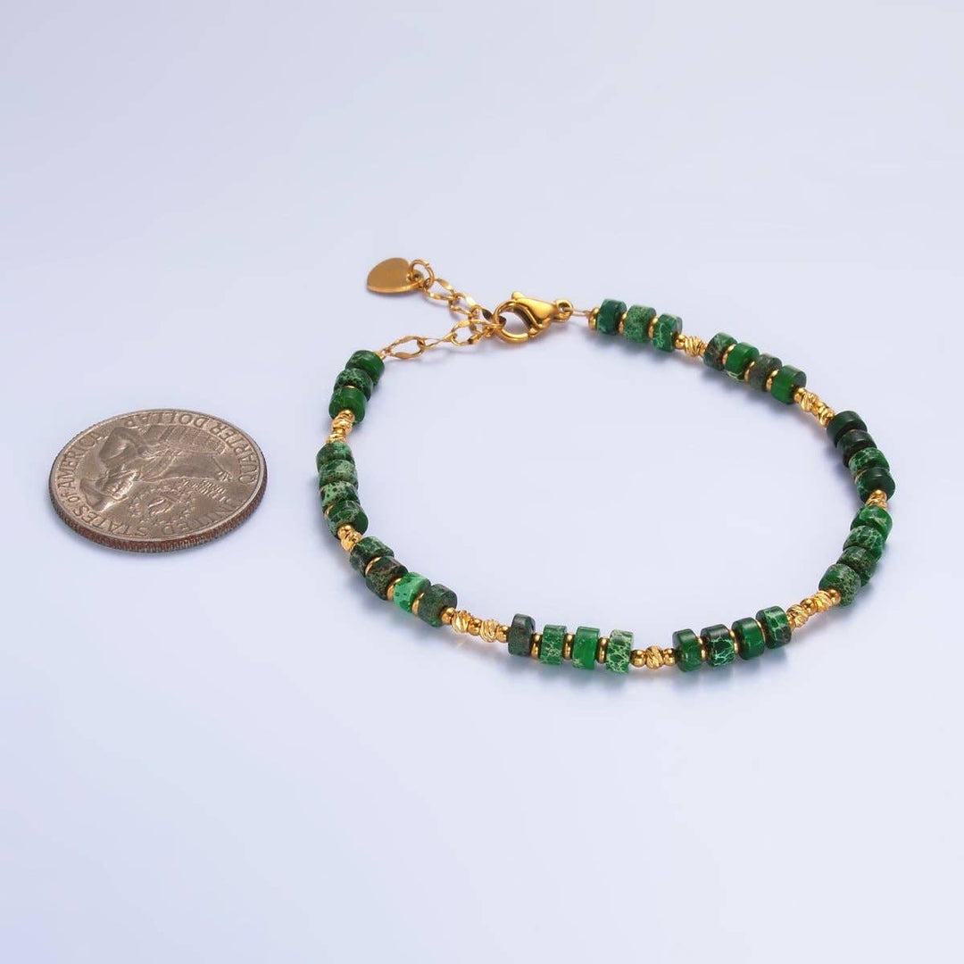 Malachite & Brass Beaded Bracelet
