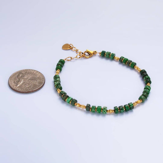 Malachite & Brass Beaded Bracelet