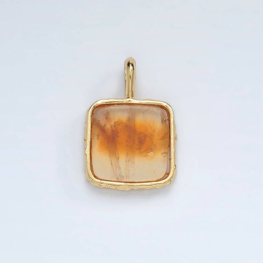 24K Gold Filled Square Natural Gemstone Necklace