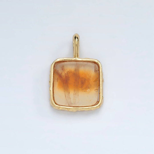 24K Gold Filled Square Natural Gemstone Necklace
