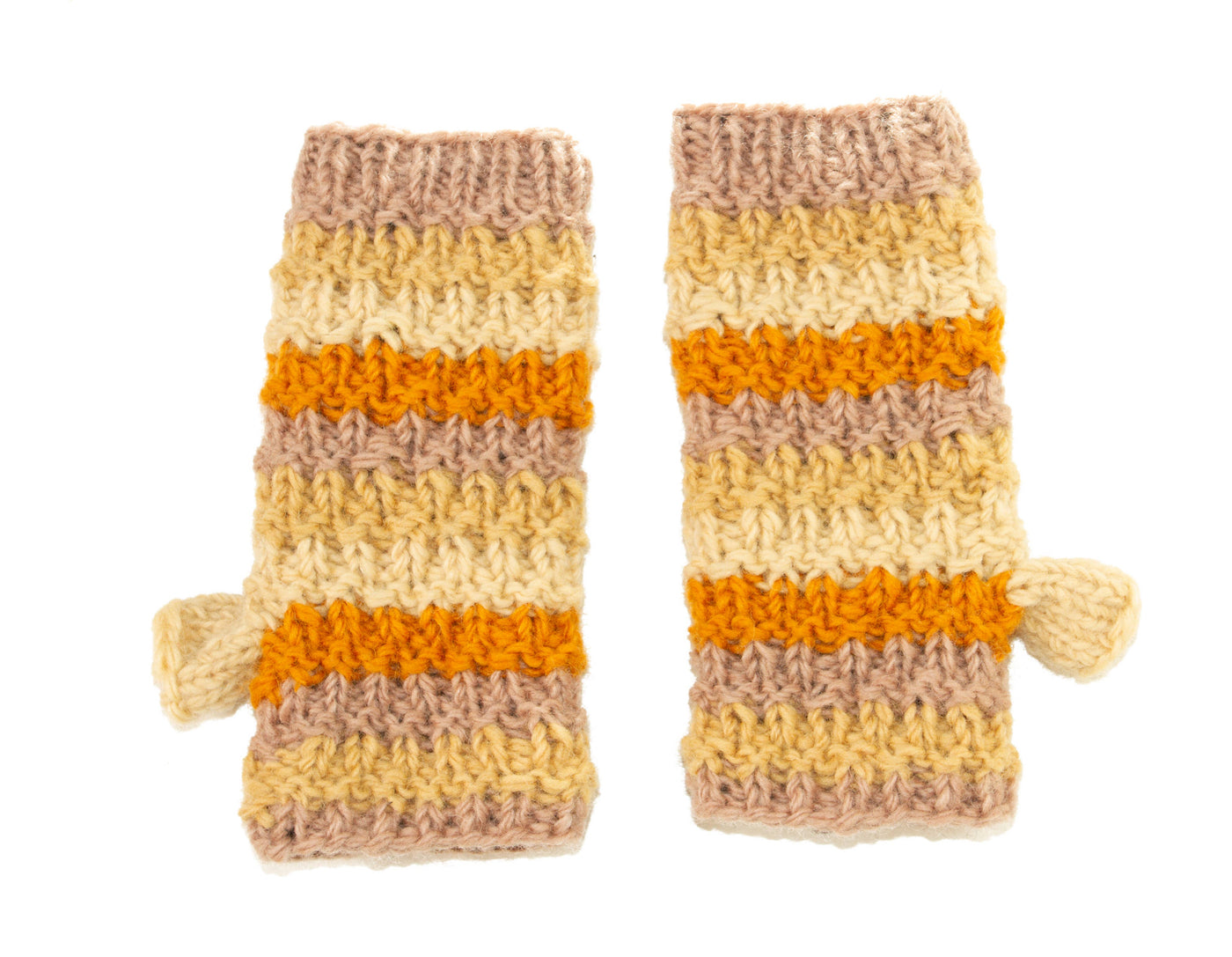 Fall Colored 4-Ply Wool Knit Mittens