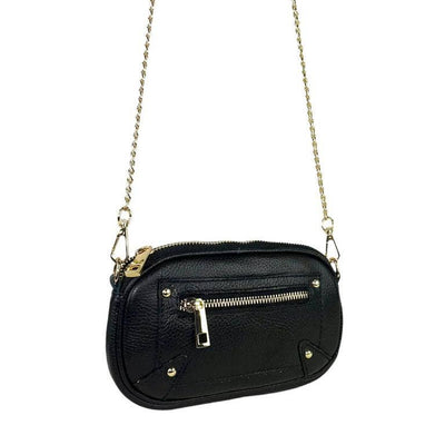 Italian Leather Shoulder Bag with Long Handle Chain