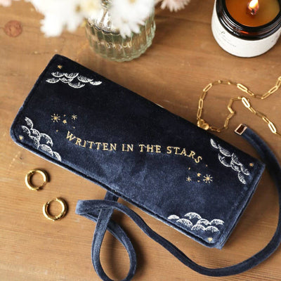 Navy Celestial Velvet Jewellery Roll