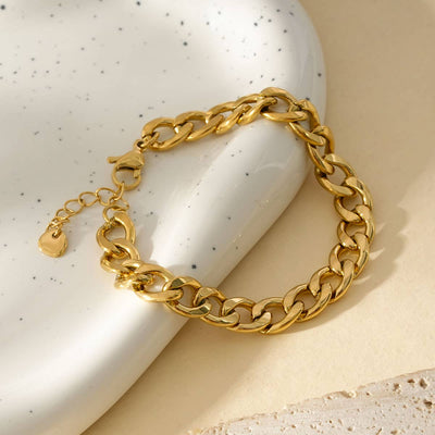 Gold Chain Bracelet With Thick Links