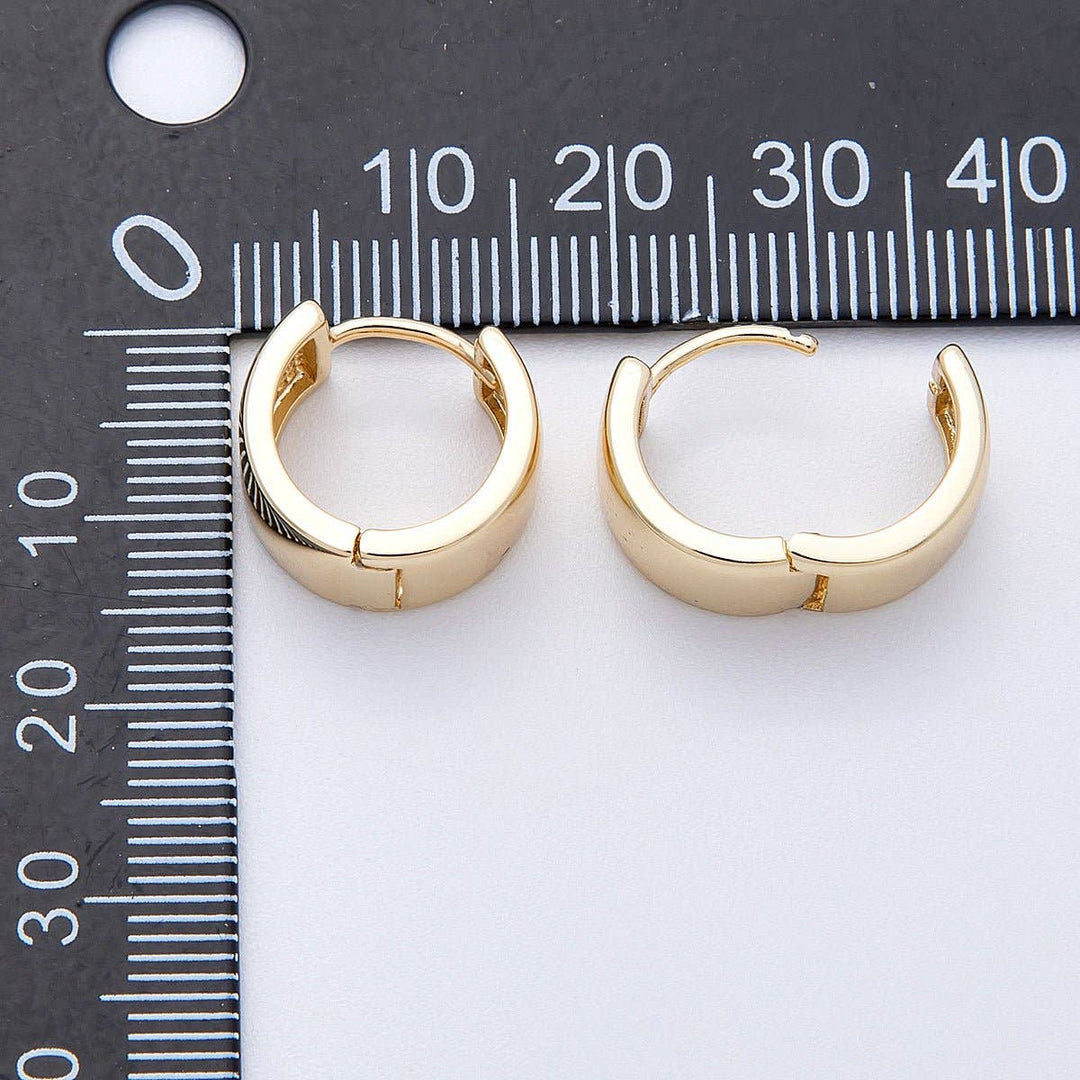 14K Gold Filled 15mm Minimalist Plain Wide Huggie Earrings