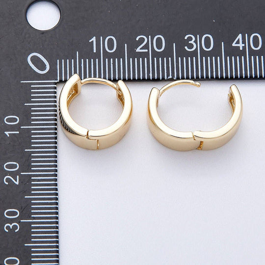 14K Gold Filled 15mm Minimalist Plain Wide Huggie Earrings