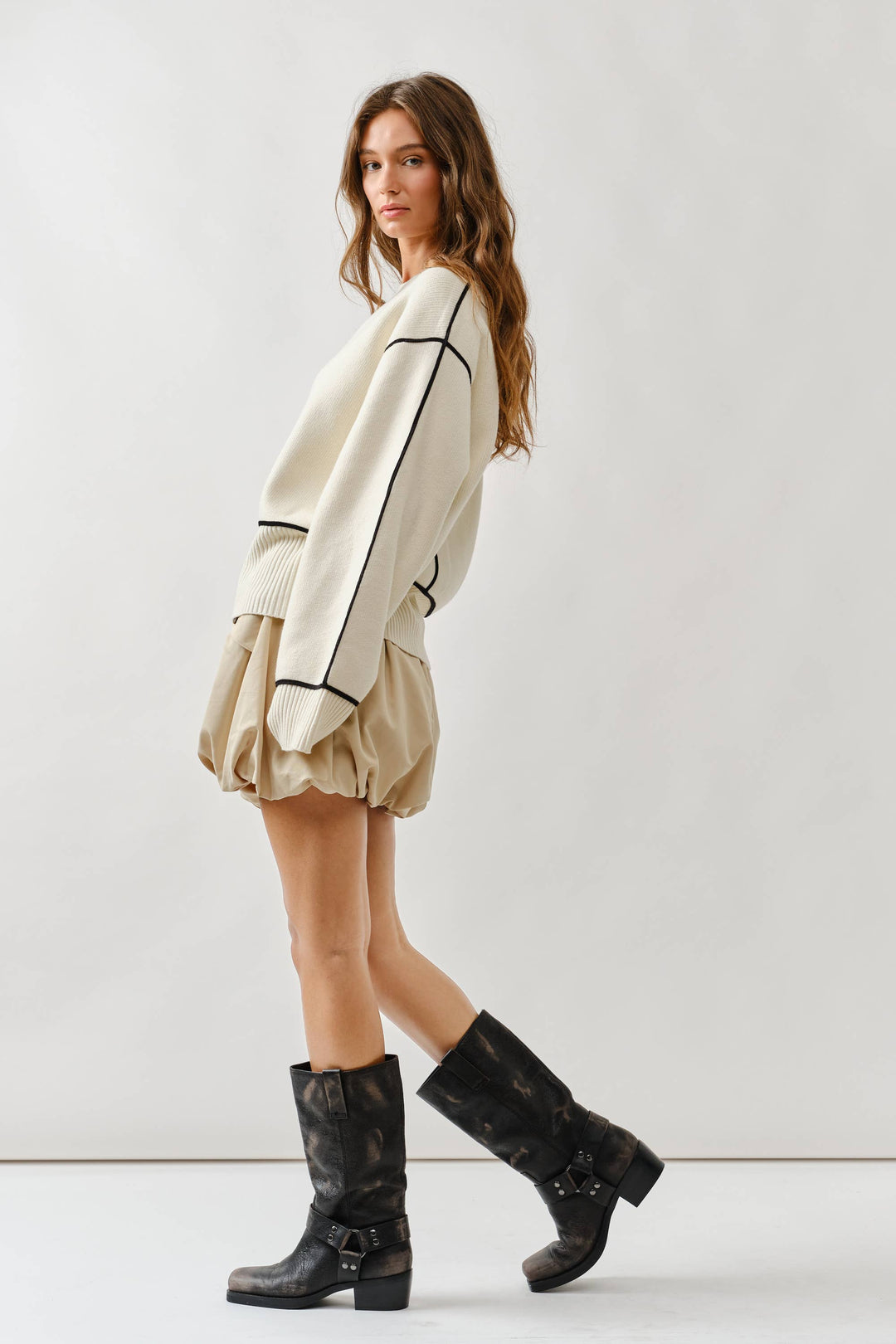 Oversized Contrast Stitch Sweater